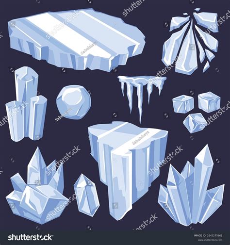 Ice Blocks Cubes Stalagmite Stalactite Icebergs Stock Vector Royalty