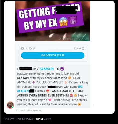 Juice Wrlds Ex Slammed For Releasing Their Sex Tape On Onlyfans
