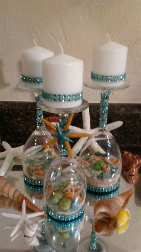 Upside Down Wine Glass Candle Holders Lots Of Shells Lots Of Fun To