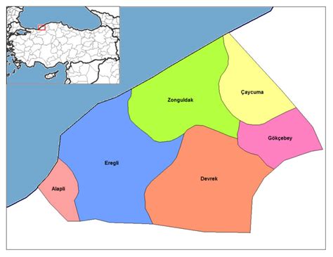 Its adjacent provinces are düzce to the southwest, bolu to the south, karabük to the southeast, and bartın to the east. Zonguldak Karte