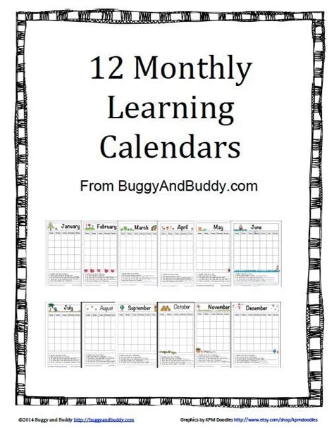 All 12 Of Our Free Monthly Learning Calendars Perfect For Grades K
