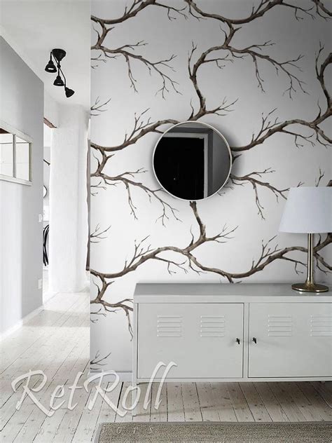 Tree Branches Removable Wallpaper Nature Wallpaper Retro Etsy Wall
