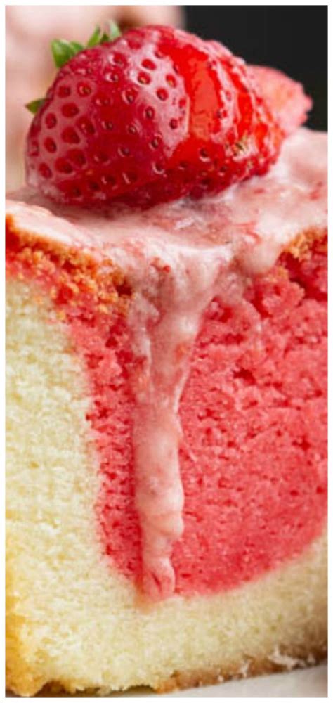 Perfect pound cake once upon a chef. Strawberry & Cream Pound Cake with Jello | Jello cake ...