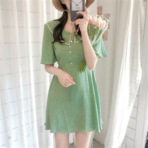 Green Dress Aesthetic Korean Aesthetic Outfits Korean Outfits Aesthetic Clothes Dress
