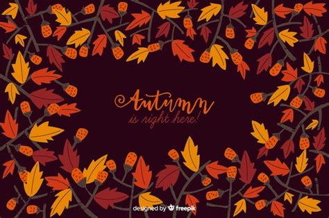 Free Vector Hand Drawn Autumn Background With Leaves