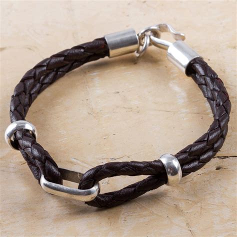 handmade men s sterling silver and leather bracelet naturally novica