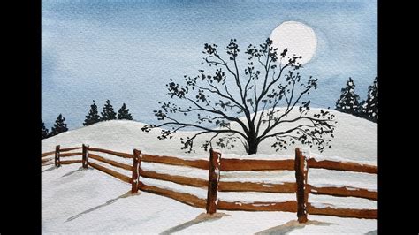 How To Paint A Snowy Winter Landscape Easy Watercolor Painting For