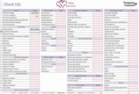 Planilha De Organização Geral De Casamento Planejando Meu Casamento