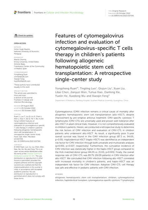 Pdf Features Of Cytomegalovirus Infection And Evaluation Of