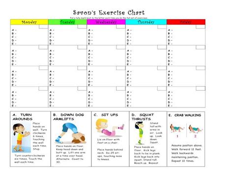 Personal Exercise Charts Realotsolutions Workout Chart Charts For