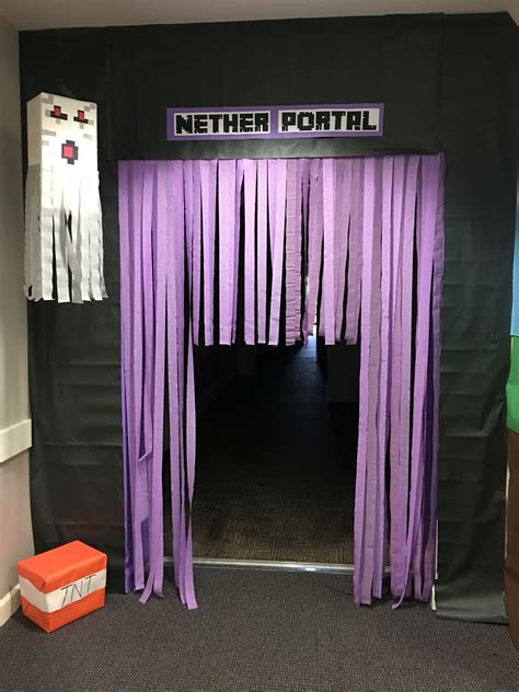 Ideas for invitations, cake, food, decorations, activities and more! Nether Portal, ghast, and TNT | Minecraft party ...