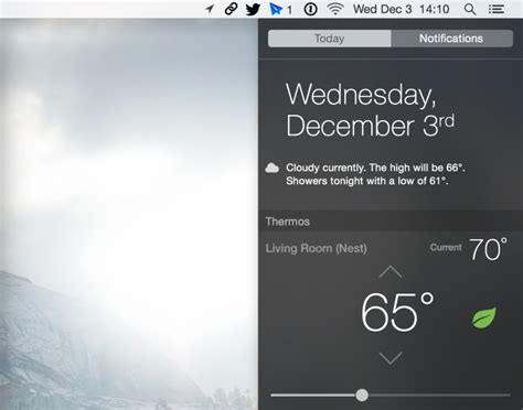 Use the nest app and unlock your doors from anywhere and know who's at your door. Thermos lets you set your Nest thermostat temperature from OS X Notification Center