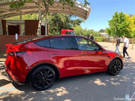 Tesla Model Y Red With Black Wheels 2020 Tesla Model Y Already Ahead