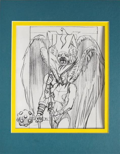 Hawkman And Hawkgirl Sketch Print Professionally Matted Alex Ross Art Jsa