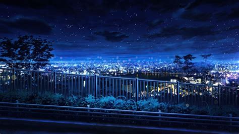 Night Sky City Anime Scenery 4k 62599 Wallpaper Pc Desktop