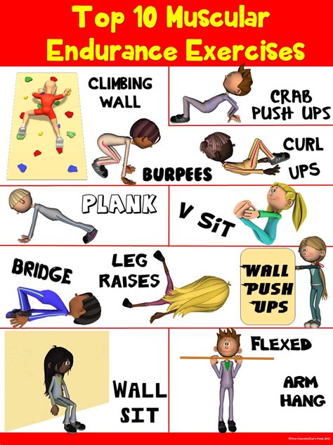 Pe Poster Top 10 Muscular Endurance Exercises Capnpetespowerpe