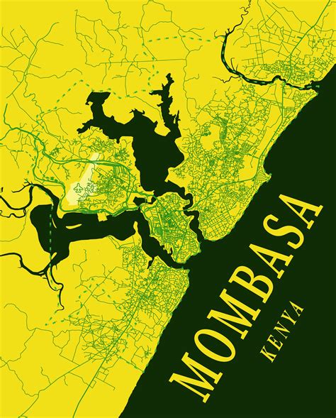 Mombasa County Kenya Map Poster Hometown City Print Home Decor Etsy