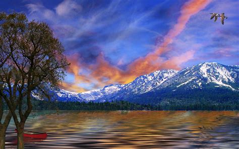Sunset Lake Hd Wallpaper Background Image 1920x1200 Id686815