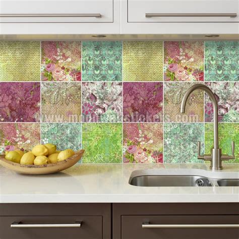 Wall Tiles Stickers Floral Patchwork