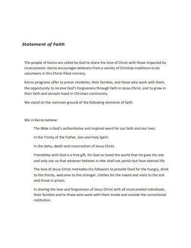 22statement Of Faith Templates In Pdf Doc