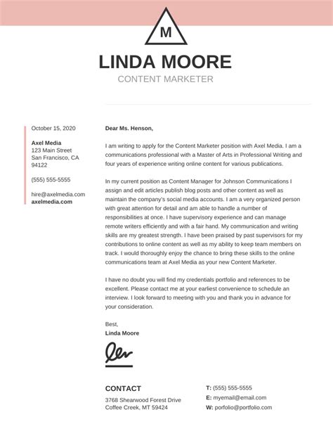 Modern cover letter template free. 10 Cover Letter Templates and Expert Design Tips to ...