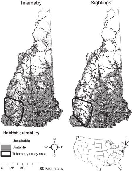 Bobcat Habitat Suitability Maps Based On Telemetry Locations And