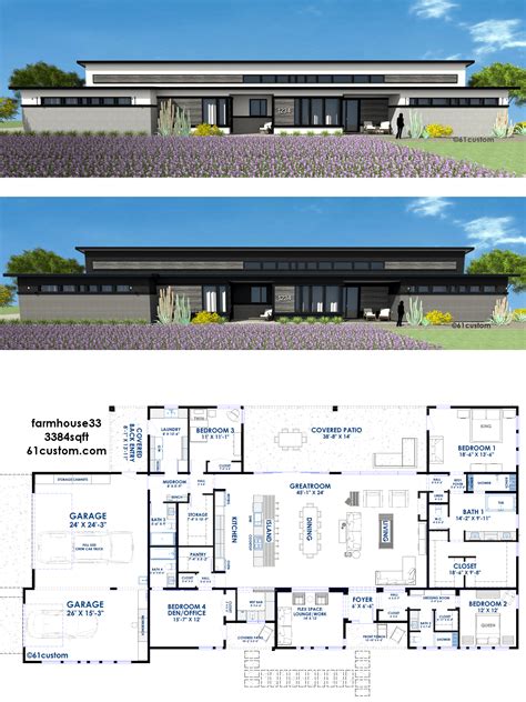 While a mid century modern house plan could potentially be built in any area of the united states, palm springs, california would be the quintessential location. farmhouse33-modern house plan | 61custom | Contemporary ...