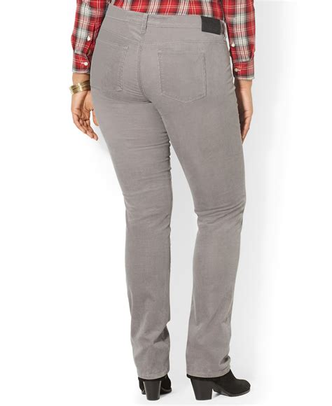 Lauren By Ralph Lauren Plus Size Straightleg Corduroy Pants In Gray Lyst
