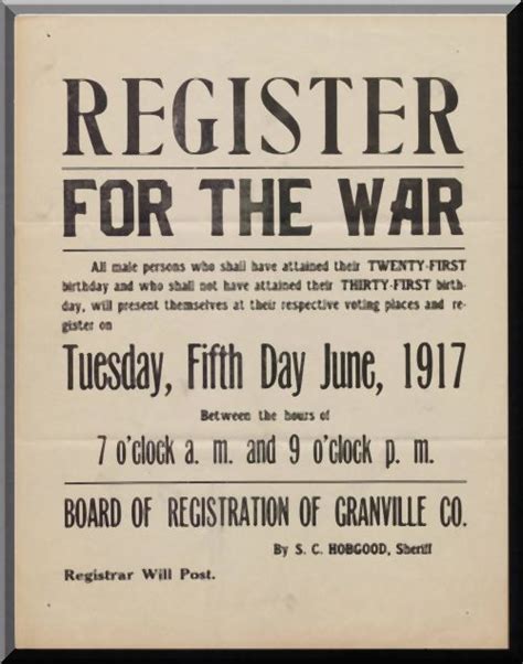 Roads To The Great War 100 Years Ago 5 June 1917—us Draft