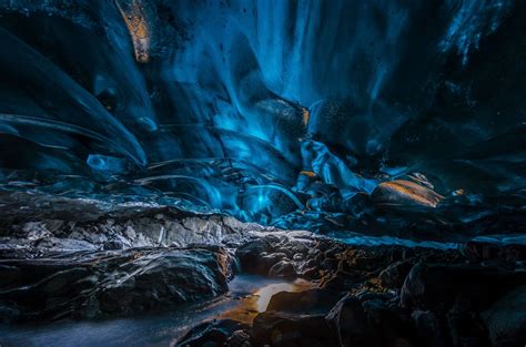 Stunning Caves In An Icelandic Glacier Ice Cave