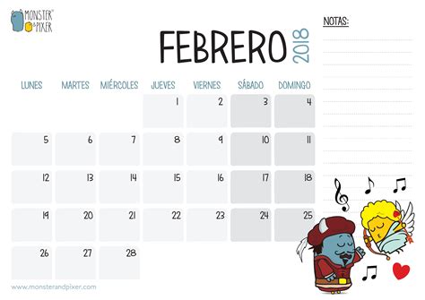 Descargable gratuito - Calendario Febrero | Monster & Pixer