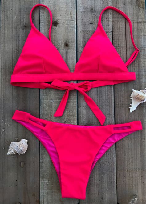 Neon Pink Luxury Bikini Set Grapefruit Key Swimwear