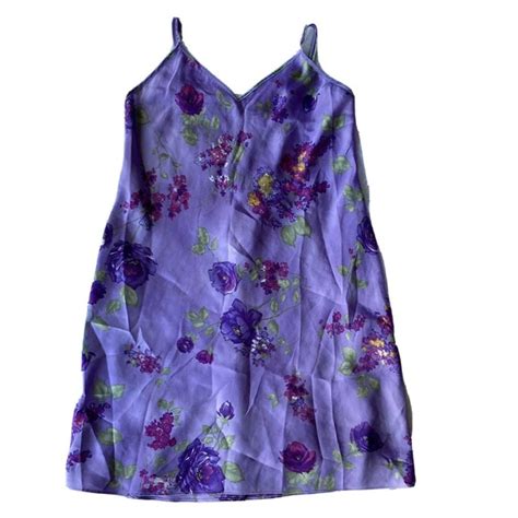 Gilligan And Omalley Intimates And Sleepwear Vintage Gilligan Omalley Sz S Purple Floral Satin