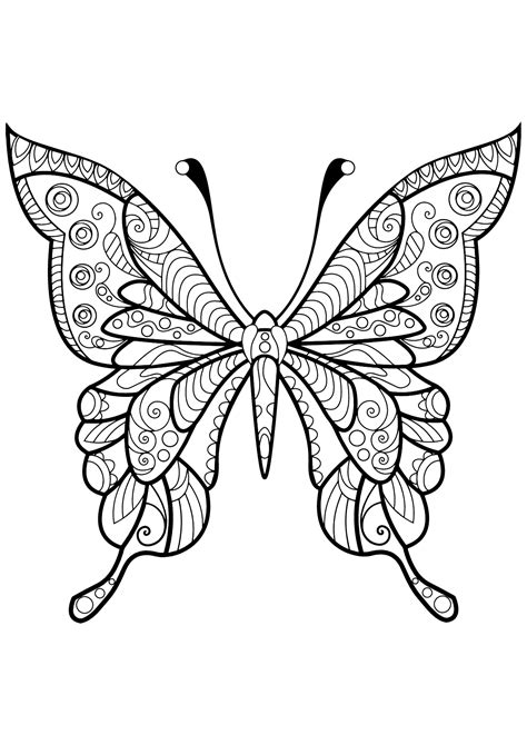 Butterfly Beautiful Patterns 4 Butterflies Insects Adult Coloring