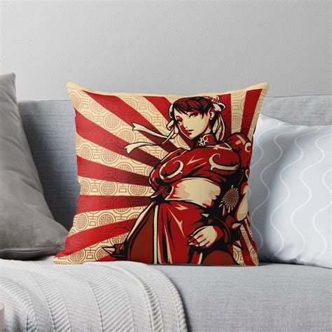 Chun Li Red Throw Pillow By Violetloves Redbubble