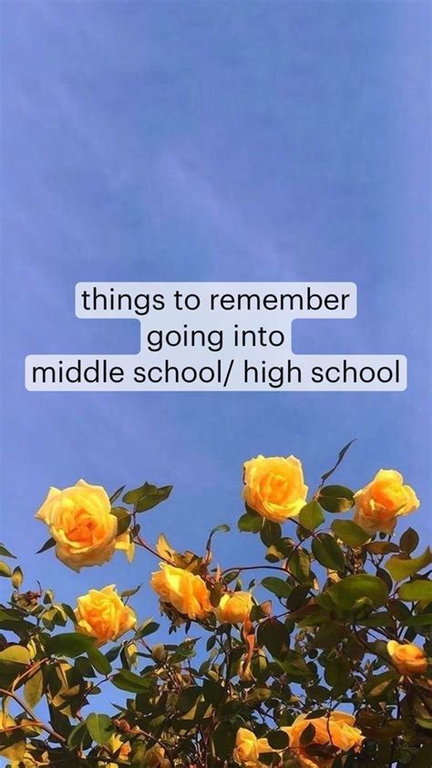 Things To Remember Going Into Middle School High School High School