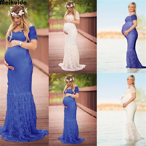 Women Lace Maternity Dress Maxi Fancy Long Gown Pregnancy Photography