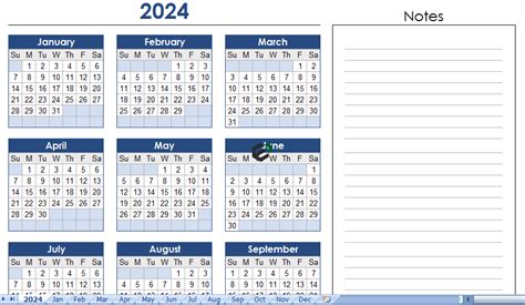 Free Year 2024 Calendar Designs And Formats In Excel