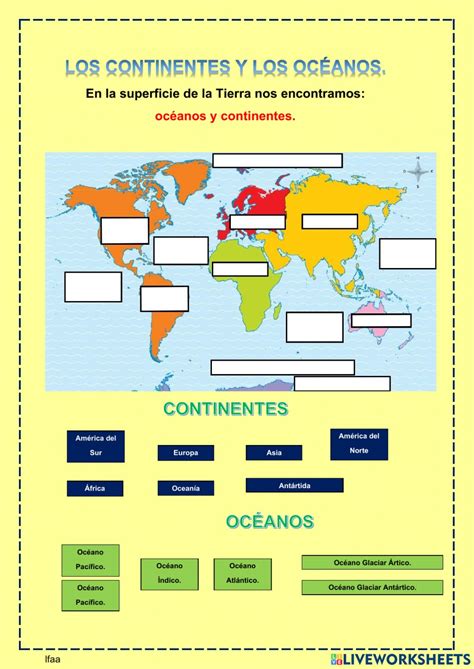 Océanos Y Continentes Interactive Worksheet For 2º Ep