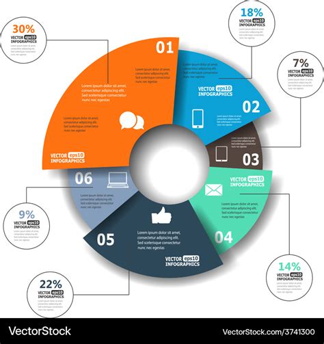 Modern Paper Infographics In A Pie Chart For Web Vector Image