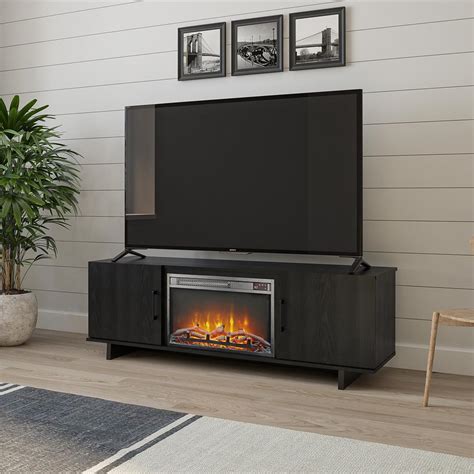 Ameriwood Home Julia 60 In Electric Fireplace Tv Stand In Black Oak