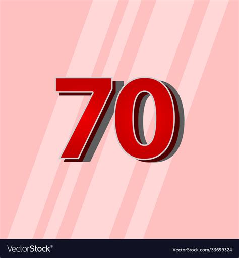 70 Years Anniversary Red Elegant Number Template Vector Image