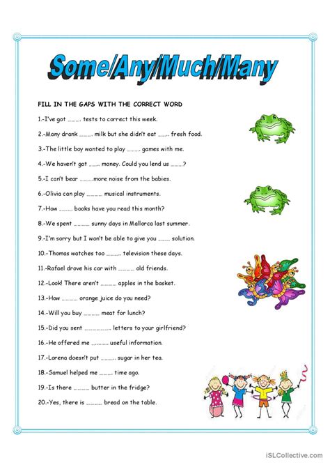 Some Any Much Many English Esl Worksheets Pdf And Doc