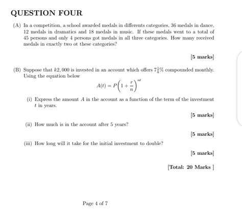 Solved QUESTION FOUR A In A Competition A School Awarded Chegg