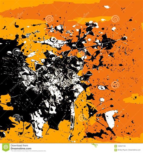 Grunge Background Black White Orange Isolated Stock Vector