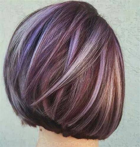 Purple Hilights Bob Hair Color Hair Color Purple Haircut And Color
