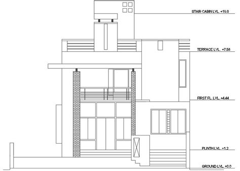 D House Front Elevation Design Autocad Drawing Cadbull Images And Photos Finder