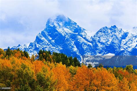Colorado Autumn Foliage And Snowcapped Mountains High Res Stock Photo