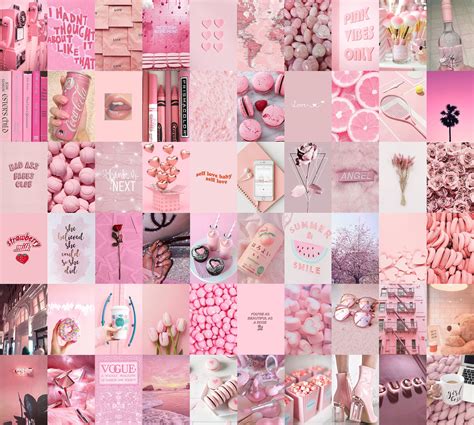 Light Pink Baby Pink Aesthetic Wall Collage Kit Pack Of 70 Photos