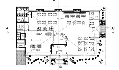Restaurant With Dining Area Autocad Drawing Dwg File Cadbull